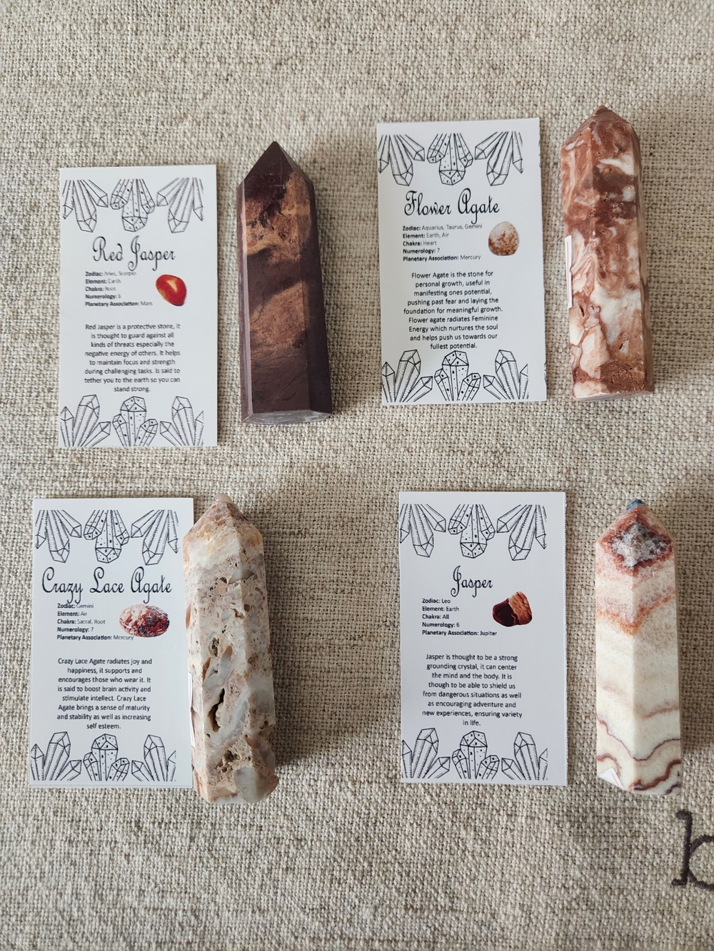 ✨ Natural CrystalAssorted Jasper and Agate Stone Tower - Natural Brown and Cream